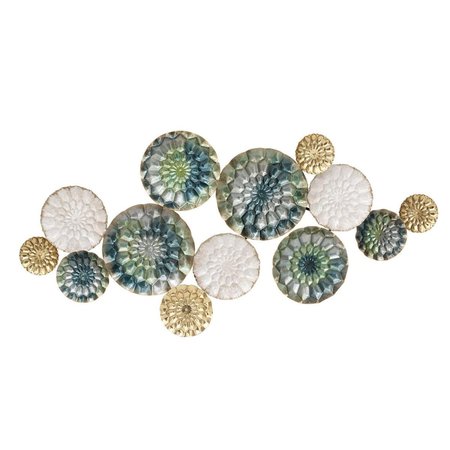 KD ESTANTERIA Metal Wall Decor Textured Plates of Mixed Green, Ivory & Touches of Gold KD2627074